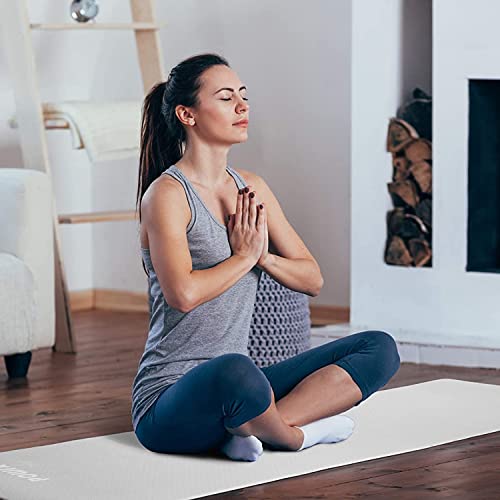 Powrx Yoga Mat Tpe With Bag | Exercise Mat For Workout | Non-Slip Large Yoga Mat For Women, 68" X 24" Graphite, 0.2 Inches Thickness #TOP3