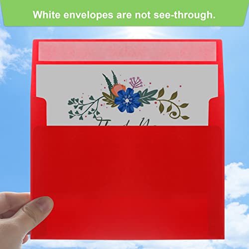 Image of 100 Packs 5x7 Envelopes, A7 5x7 Envelopes for Invitations, Printable Invitation Envelopes Self Seal for Weddings, Invitations, Photos, Greeting Cards, Mailing (Red)