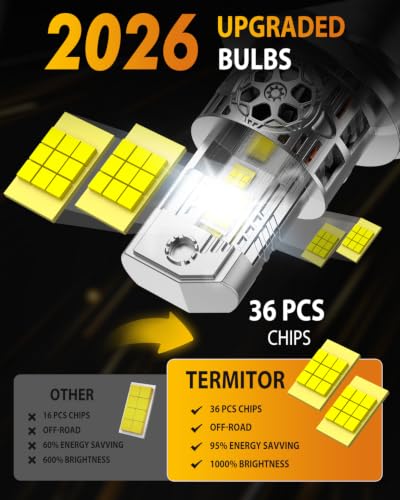 Image of Termitor H4 /9003 Light Bulb, 90,000 LM Ultra Brightness, 6500K Cool White, High Low Beam, 1:1 Mini Size with Cooling Fan, 80000Hrs Long Life, Plug and Play, IP68 Waterproof, Pack of 2