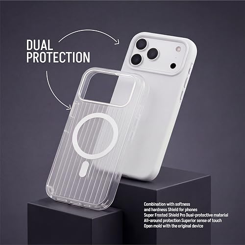 Image of amazon basics Streak Magnetic Protective Cover Compatible with iPhone 17 Pro Max | MagSafe | Camera Protection|Anti Shock,Scratch Resistant| Wireless Charging - White