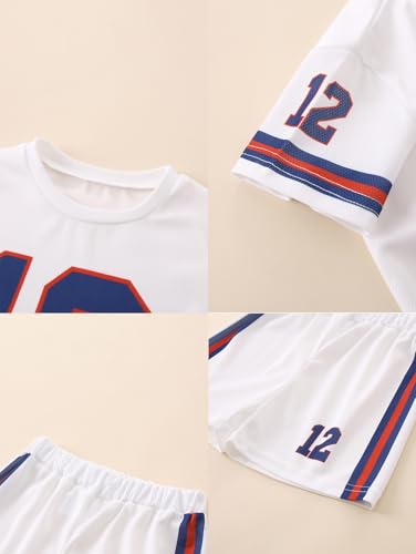 Image of Boys Shorts Set 4 Pieces Athletic Outfits Short Sleeve Tee Shirt and Shorts Casual Summer Set 3-12Y