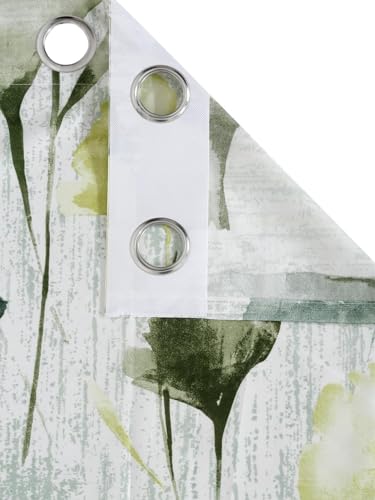 Image of HUTI 5 feet Green Window Curtain Set of 2 | Semi-Transparent Floral Printed Curtain | Soft Knitted Polyester | Eyelet Window Curtain for Living Room & Bedroom 4x5 Ft (120x152 cm) | Best for home decor
