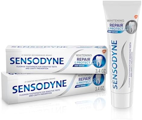 Sensodyne Repair and Protect Whitening Toothpaste, Toothpaste for Sensitive Teeth and Cavity Prevention, 3.4 oz (Pack of 2)