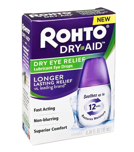 Rohto dry-aid dry eye relief lubricant eye drops - .34 oz, pack o…