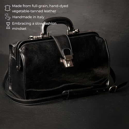 Time Resistance Leather Briefcase Black
