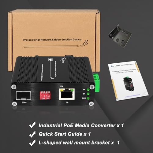 Image of Mini 10G SFP+ Media Converter, Unmanaged 10G /5G /2.5G /1G /100M Copper to 10G Base-X SFP+ Media Converter Fiber Transceiver, DC 12~48V, (-40F to 167F)