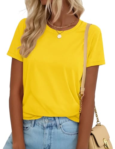 YUCOLEN T Shirts for Women Short Sleeve Crewneck Cotton Tops Summer UPF 50+ Casual Breathable Basic...