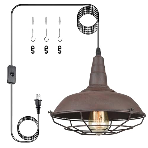 Image of DAYCENT Industrial Plug-in Pendant Light Fixtures Copper Finish