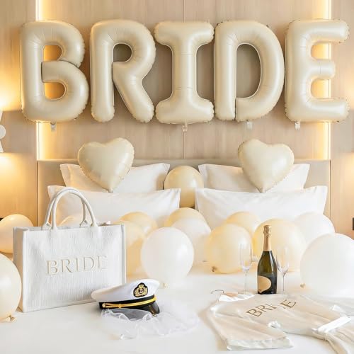 Image of 40 Inch Beige BRIDE Letter Balloons, Bachelorette Party Bridal Shower Decor