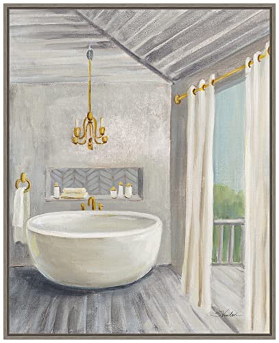 Amanti Art Framed Canvas Wall Art 28x23 Attic Bathroom II