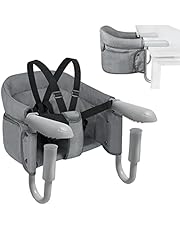 NAIZY Seggiolino da Tavolo per Bambini Pieghevole 30x24x31 cm Manico Antiscivolo Borse Portaoggetti Fino a 15 kg - Da 6 a 36 Mesi