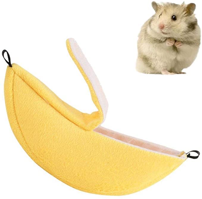 AIMICOCA Banana Hamster Bett Haus Hängematte Kleintier Warm Bett Haus Käfig Nest Zubehör für Zuckergleiter Hamster