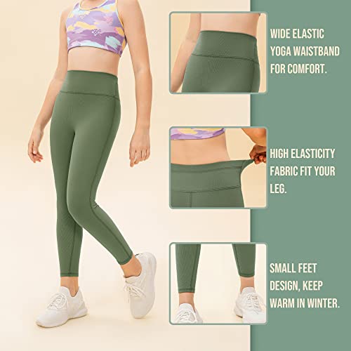 Girls Fleece Lined Leggings Winter Warm Athletic Yoga Pants for 5-11 Years3