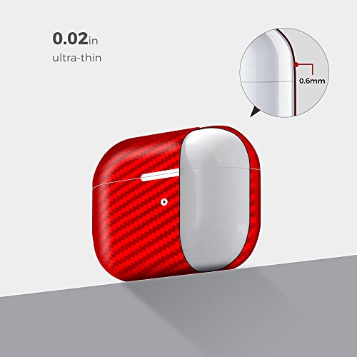 Monocarbon Red Carbon Fiber Case For Airpods Pro, Genuine Carbon Fiber Cover For Airpods Pro Charging Box Ultra Slim Strong Protection.(Glossy Red) #TOP2