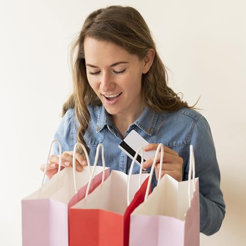 Image of BLEWINDZ 32 Pcs Gift Bags with 32 Tissues, 8 Colors Party Bags with Handles, 13.2 inch Large Size Rainbow Goodie Bag for Wedding, Birthday, Party Supplies and Gifts