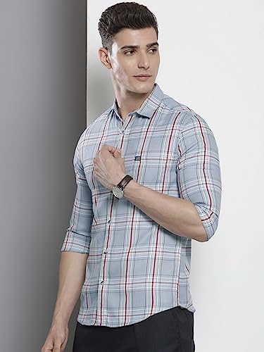 Image of The Indian Garage Co Men Regular Fit Checkered Full Sleeves Cutaway Collar Casual Shirt