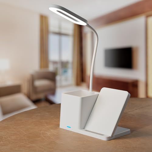 Image of Lifelong LED Desk Lamp with Wireless Charging & Pen Holder | 3 Adjustable Brightness Mode, Eye-Caring Touch Control Table Lamp | 360 Flexible Gooseneck Desk Organizer for Study, Office, Bedroom & Home
