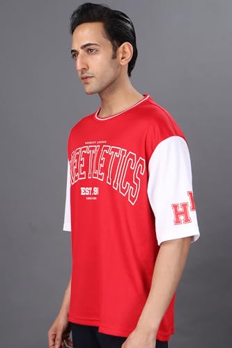 Image of Amazon Brand - INKAST Unisex Oversized T-Shirt | Sportwear | Contrast Sleeves | Drop Shoulder Baggy Fit | Graphic Print | Activewear for Gym,Training & Street Style