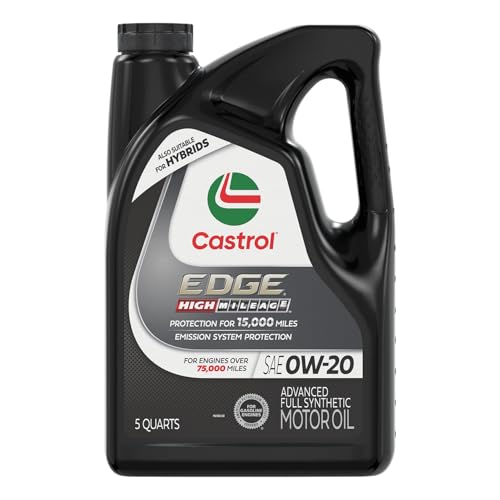 Castrol Edge High Mileage 0W-20 Advanced Full Synthetic Motor Oil, 5 Quart