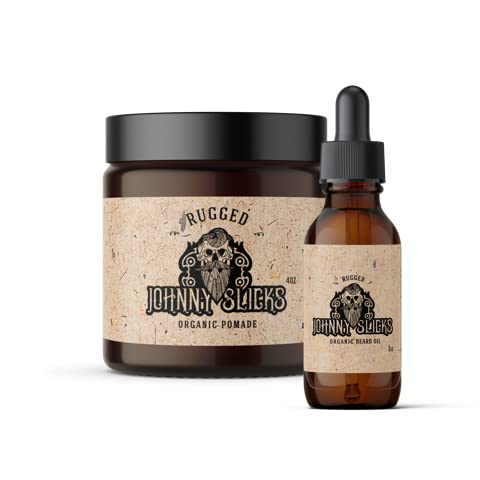 Johnny Slicks Rugged Oil Based Pomade & Beard Oil Bundle - Promotes Healthy Hair Growth And Helps Hydrate Dry Skin #TOP8