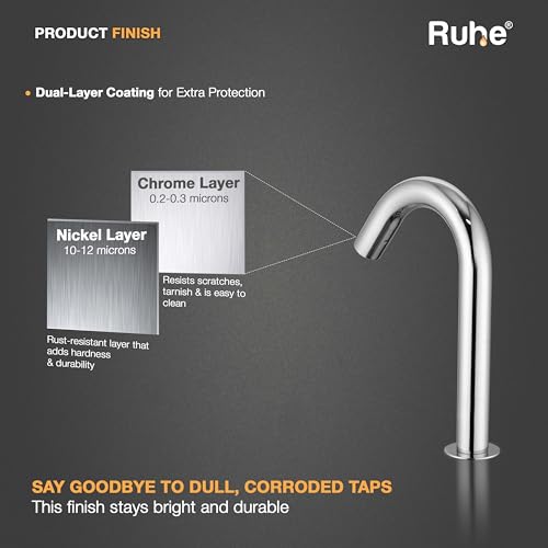 Image of Ruhe Touchless Sensor Faucet | Brass Automatic /Touchless /Sensor Based /Hands Free Bathroom Sink Tap /Faucet | Chrome Finish