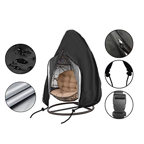 Saking Patio Hanging Egg Chair Cover with Zipper Buckle & Drawstring, Waterproof Windproof