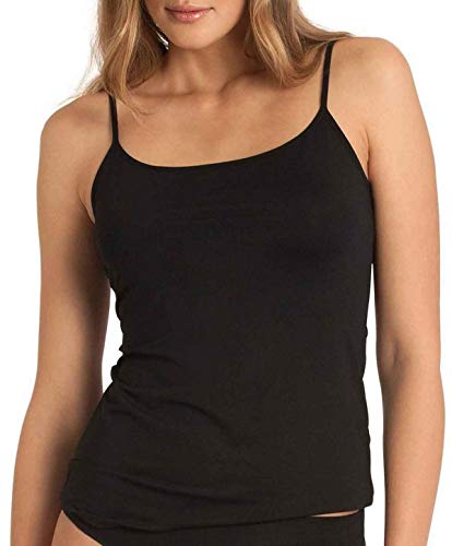 Pack of 2 / 4 Pack Women's Spaghetti Top with or without Lace Black or White with Elastic Straps Made from 100% Combed Cotton - Black - Medium