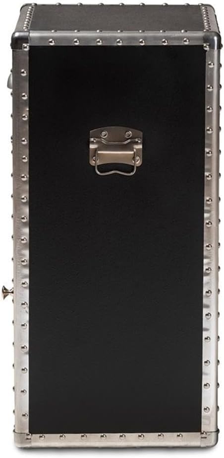Baxton Studio Cosette Vintage Industrial Silver Metal Floral Accent Cabinet