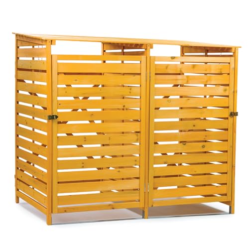 KCT Double Wheelie Bin Store - 2 x 240L Wooden Outdoor Storage Shed Recycling Rubbish Bins Hideaway