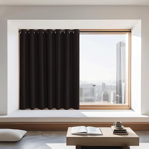 NICETOWN Blackout Curtains 72 inches Long, Grommet Privacy Window Treatment Thermal Insulated Room Darkening Sliding Glass Door Drape for Bedroom Living Room, 1 Panel, W100 x L72, Coffee Brown