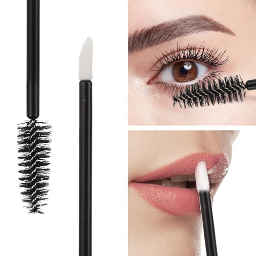 Image of 300 Pcs Disposable Mascara Wands Dual Ended Eyelash Brush Lip Brush, Lipstick Applicator Eyebrow Spoolies for Eyelash Extensions, Portable Makeup Brush for Eyebrow, Lip - Black