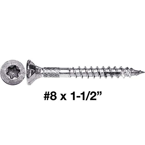 Tornillo para madera de acero inoxidable grado 305 con cabeza plana y sistema de apriete Torx de 8x1.5 pulgadas - paquete de 1 libra (aprox. 197 piezas) miniatura 2