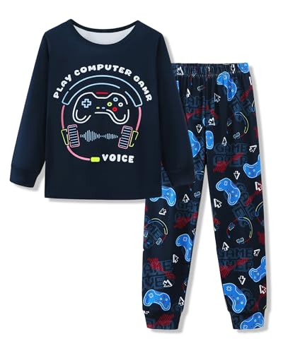 Mikrdoo Boys Pajamas Set for Kids 2 Piece Long Sleeve Soft Cozy Sleepwear Stretch Fashion Pjs for Big Boys Size 6-16 Years