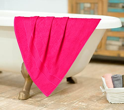Belizzi Home Ultra Soft 6 Pack Cotton Towel Set, Contains 2 Bath Towels 28X55 Inch, 2 Hand Towels 16X24 Inch & 2 Wash Coths 12X12 Inch, Ideal Everyday Use, Compact & Lightweight - Hot Pink #TOP5