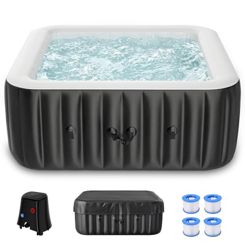 DoCred 4-6 Person Inflatable Hot Tub, 73" X 73" X 25" Square...
