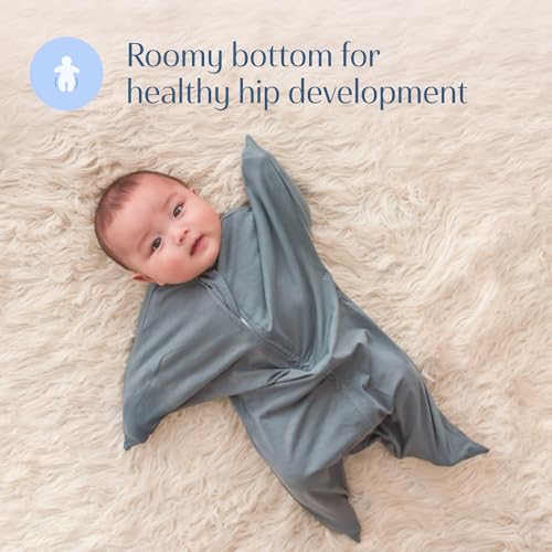 Image of SleepingBaby Zipadee-Zip Transition Swaddle - Cozy Baby Swaddle Blanket with Zipper Convenience - Roomy Wearable Blanket for Easy Diaper Changes - Classic Grey, Small (4-8 Month)