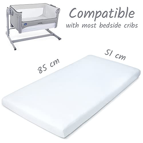 Next To Me Crib Sheets 51x85cm, Award-Winning 2 Pack Organic Cotton White Bedside Crib Fitted Sheets - Image 3
