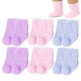 6 Paar Baby Socken,Puppensocken,Süße Bunte Socken für 46 cm Puppen,Bunte Puppensocken,Passend für 18-Zoll-Puppen,3 Farben