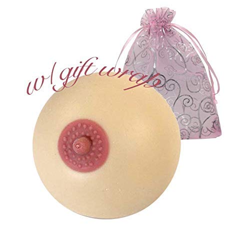 Hand Stress Reliever Ball by TISHAA, Fake Breast Squeeze Boob Ball,Hand Stress Ball with Super Cute Gift Pouch (Large)