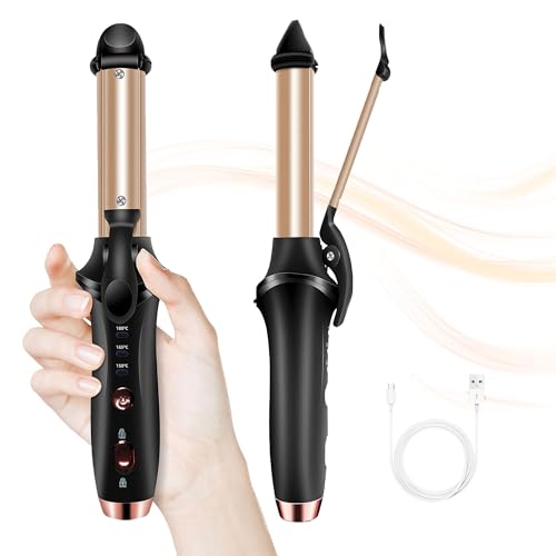 Cordless Rechargeable Curling Iron USB Rechargeable 4000mAh Cordless Hair Curler 356F Mini Travel Battery Powered Curling Iron USB Charge Battery 2 in 1 Portable Hair Straightener and Curler