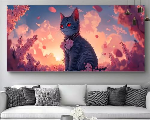 Broderie diamant kit complet haut de gamme motif chat fleur cristal strass 5D canevas M611