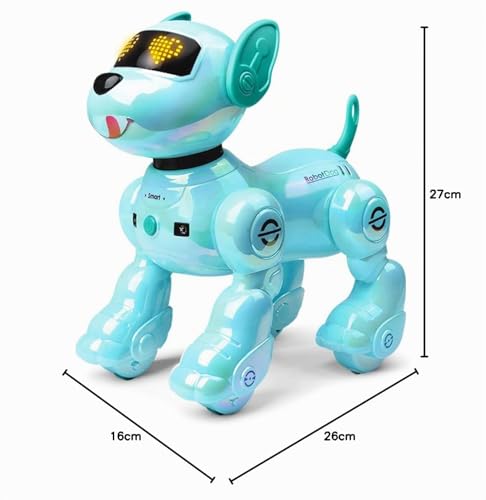 Miniatura 8 de Vatos Perro Robot Recargable Para Niños, Perro Robot Con Control Remoto, Programable,17 Funciones Interactivas Y Volumen Ajustable Juguete De Cachorro Robot Que Canta Y Baila, Regalo Para Niños,Azul