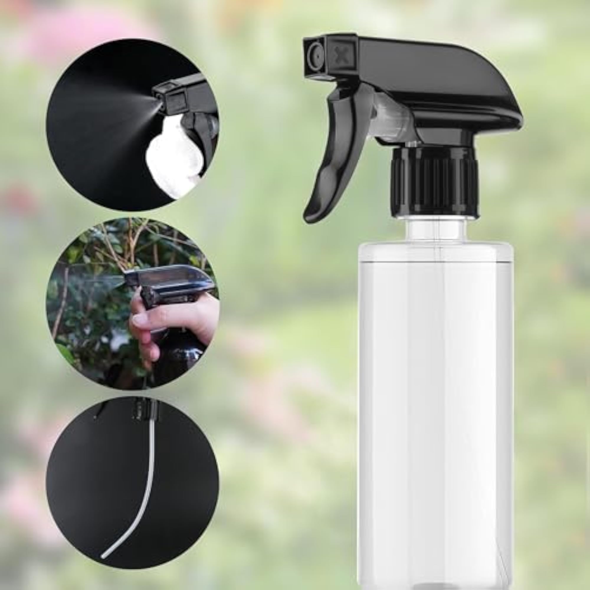 Pack of 3 Clear Transparent Refillable Spray Bottles, 500ml