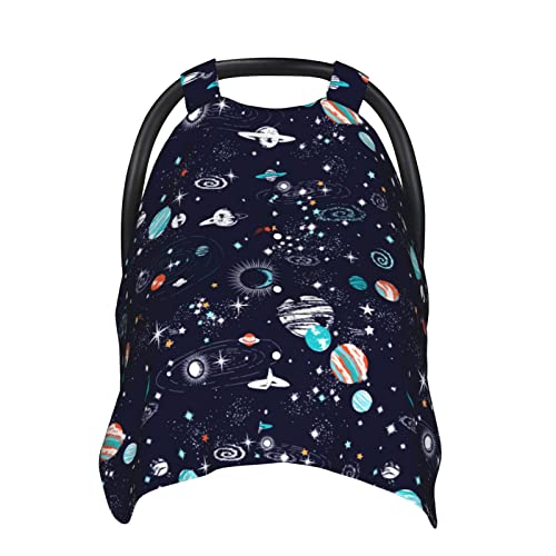 Image of Baby Car Seat Cover for Baby, Nursing Cover for Mom, Cute Baby Stuff for Boys Girls (Space)