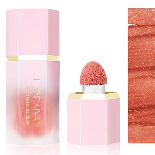 Cream Liquid Blush Makeup, Air Cushion Blush For Cheeks, Liquid Blush Beauty Wand With Sponge Tip, Lightweight, Velvet Mousse, Long-Lasting, Matte Silky Texture, Easy To Blend Blusher (#2 Rose) #TOP20