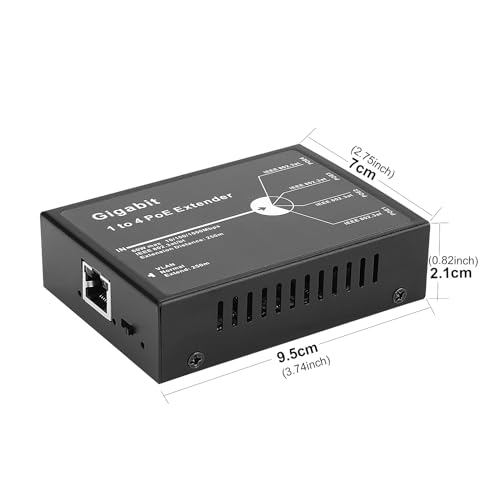 Extensor Gigabit PoE, Repetidor PoE de 4 canales, Divisor PoE de 4 puertos RJ45, 10/100/1000 Mbps, Amplificador PoE, Switch Ethernet con alimentación PoE, IEEE 802.3at, extensión PoE de hasta 100/250 m miniatura 5