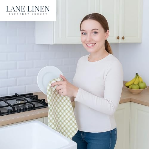 Image of LANE LINEN Dish Towels for Kitchen Cotton Soft & Absorbent 4 Pack - Beige