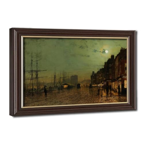 Toile Glasgow Docks Grimshaw cadre suspendu déco salon paysage nocturne 61x91cm