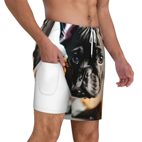 Pantalones cortos de baño cómodos que no rozan con diseño de bulldog 6