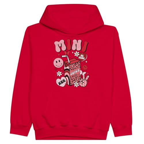 Mini Valentines Youth Hoodie, Cozy Cotton Blend, Pouch Pocket Color Red Size XS
